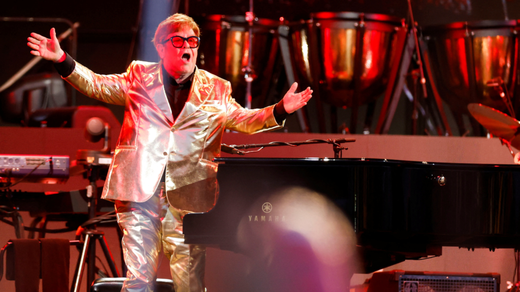 image of Sir Elton John performing at Glastonbury 2023